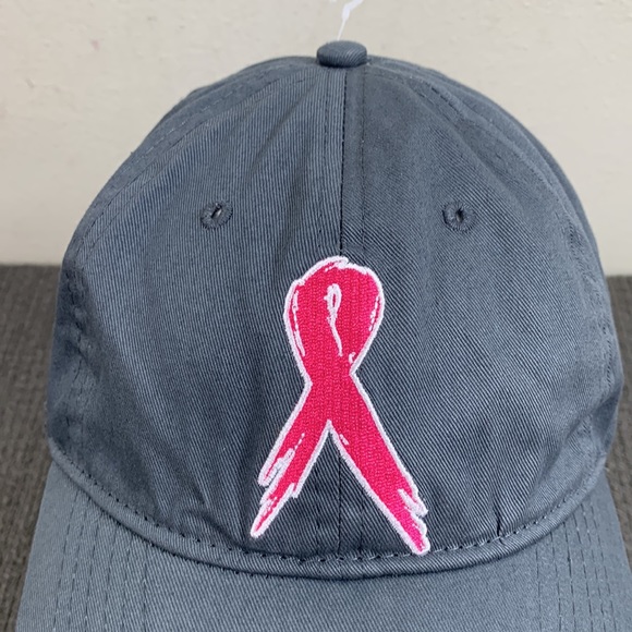 Support the Cure Pink Ribbon Baseball Hat Womens OSFM Gray Be the Cure - Picture 3 of 12